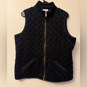 Charter Club Black and Gray Herringbone Vest
